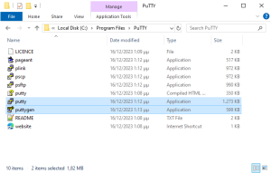 PuTTy installation folder